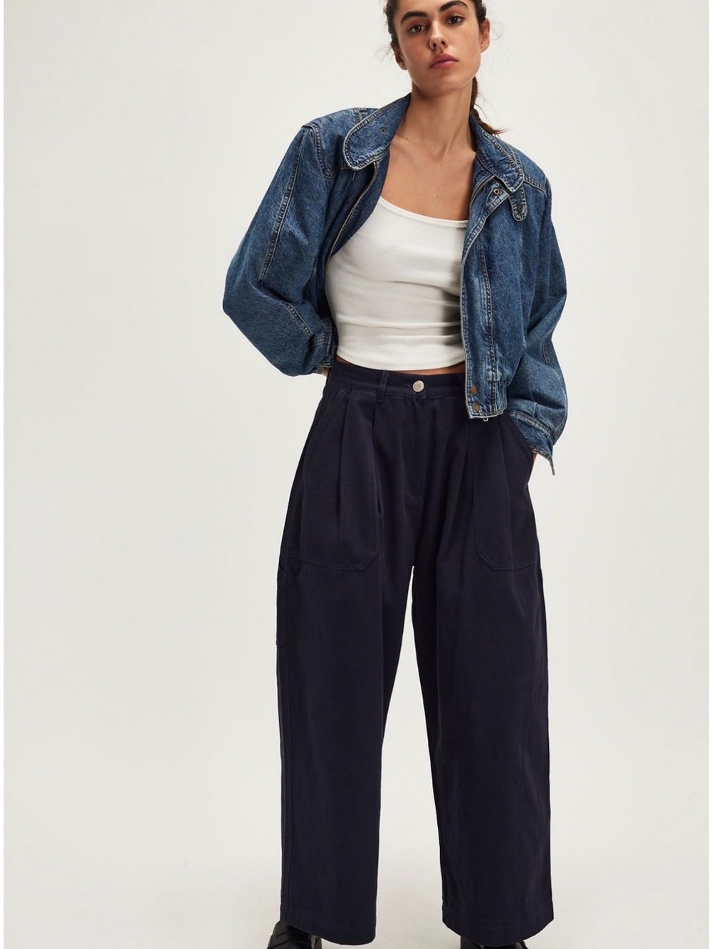 High-Rise Wide Leg Jeans in Dark Navy - Modern Utility Fit